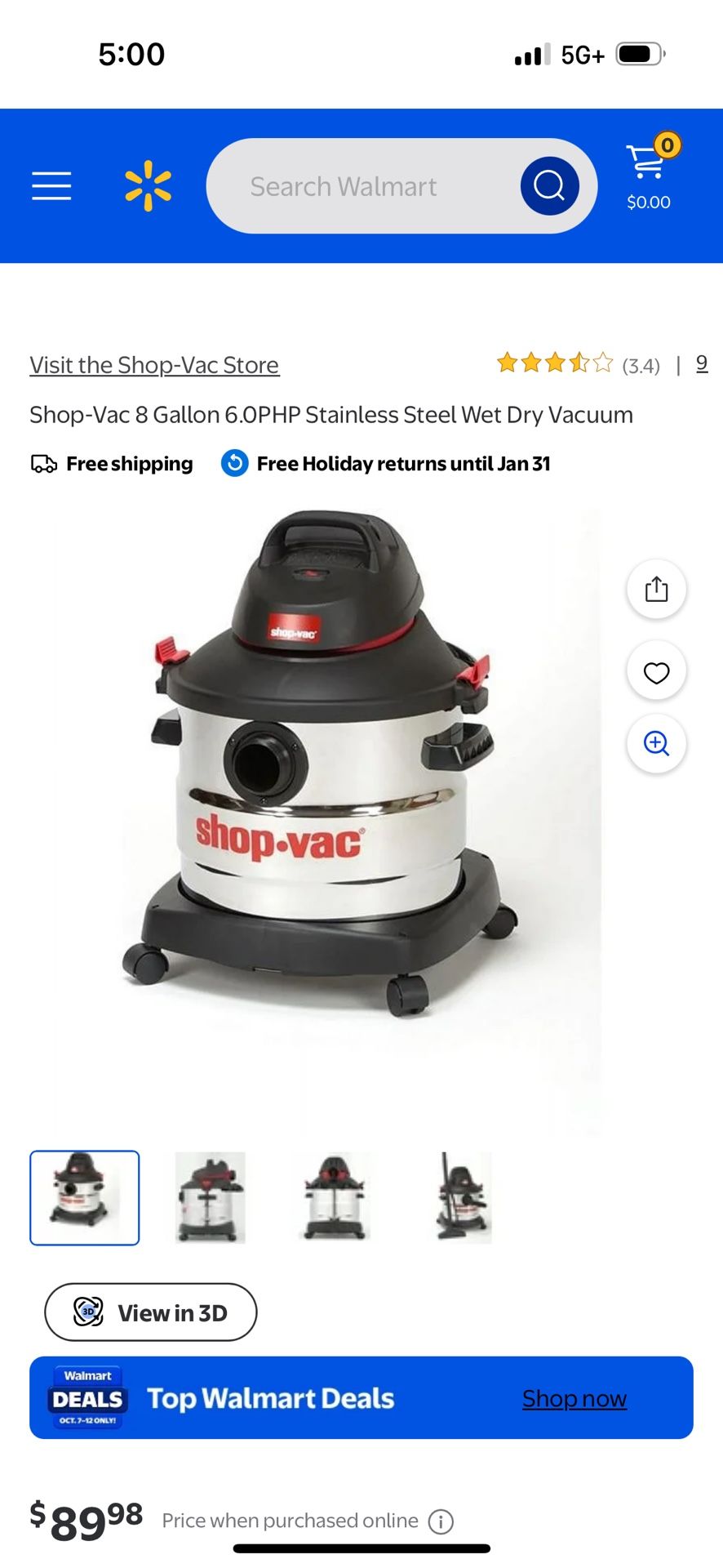 New Shop Vac 8 Gallons Wet/dry
