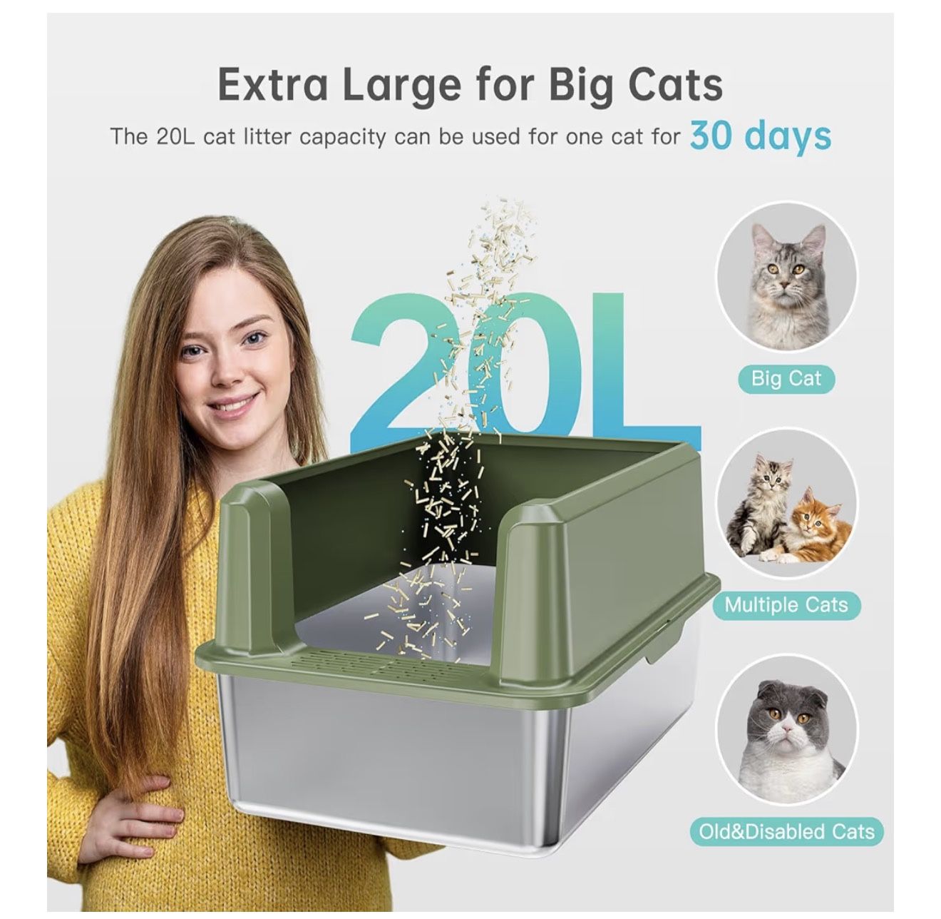 Stainless Steel XL Litter Box