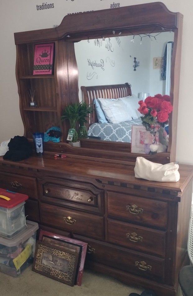 Solid Oak Dresser w/ Mirror