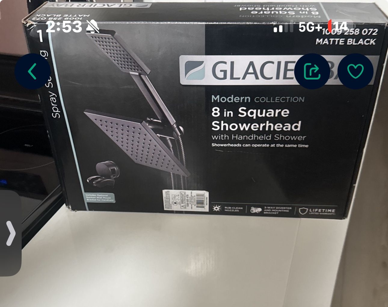 Glacier Bay 8in Square Shower Head With Handheld Shower Dual 🚿