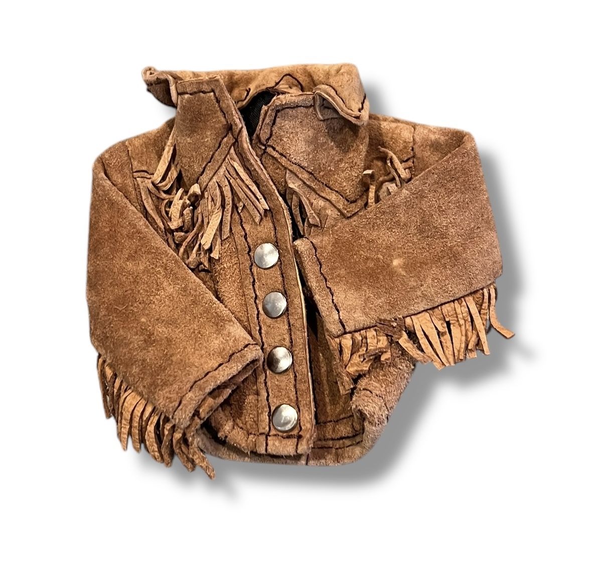 Vintage Brown REAL Suede Leather FRINGE Jacket Ken Fashion Doll Barbie Unisex