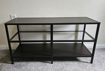 Dark wood and metal shelf