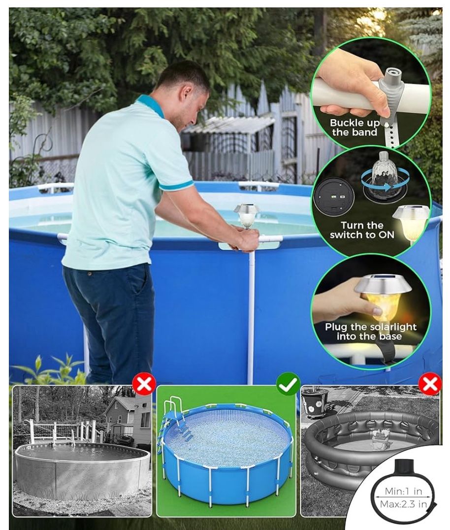 Solar Pool Lights/Luces solares para piscina