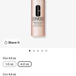 CLINIQUE moisture surge face spray thirsty skin relief & Share It Size 4.2 oz 1.0 oz 4.2 oz Size 4.2 oz $24.75 $33.00 Free Gift with purchase + 1 offe