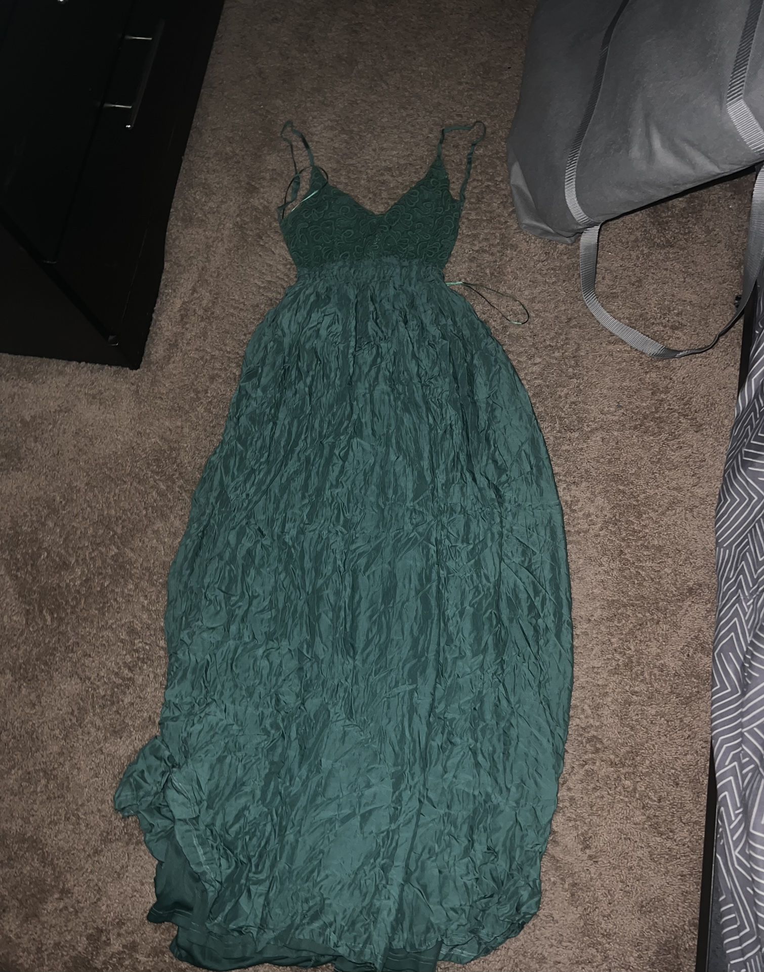 Dress Green Crochet top with frayed Hem