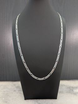 Solid Silver 24" Figaro Chain
