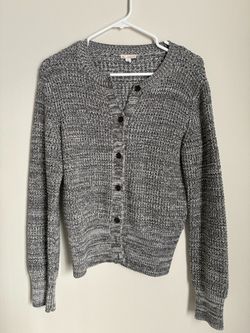 GAP Gray Marled Knit Button-Up Cardigan Sweater