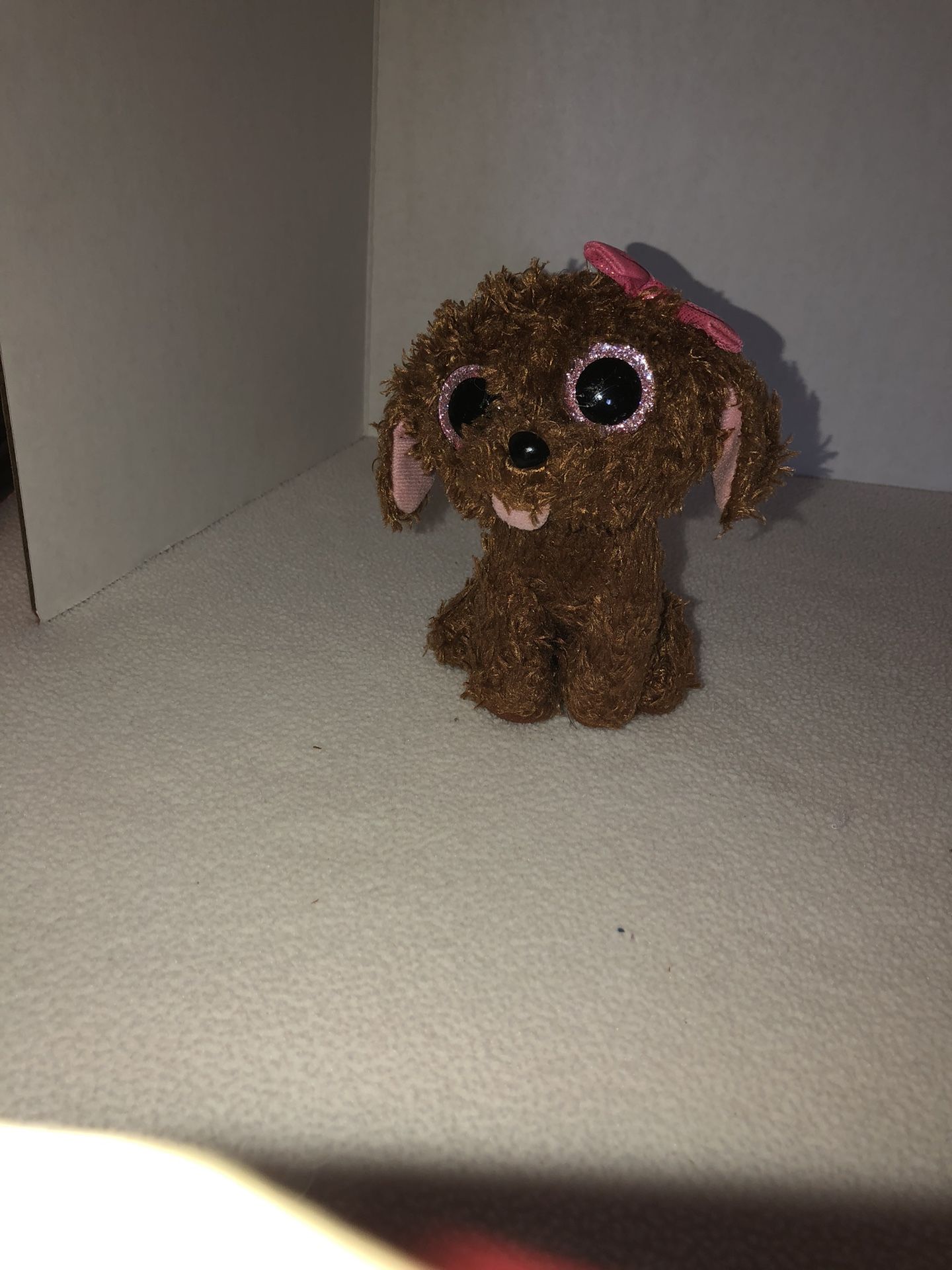Ty Beanie Boos 8” Maddie the Brown Dog w/Pink Bow Plush Retired