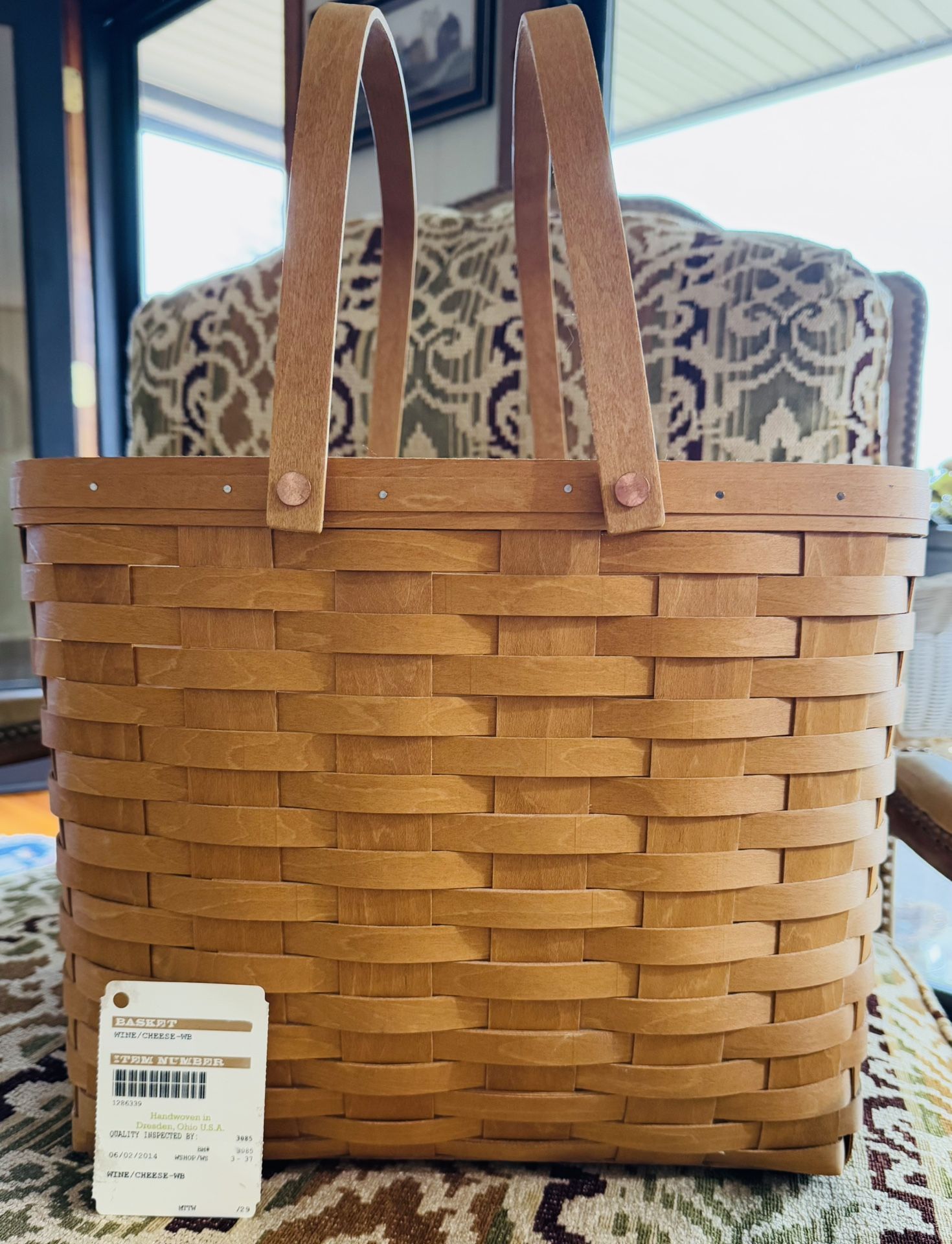 Longaberger 2014 Signed Wine & Cheese Basket Set with plastic protectors