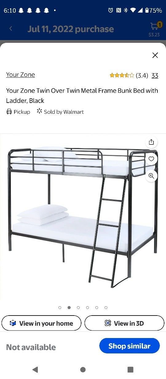 Your Zone Twin Over Twin Bunk Bed