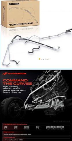 Power Steering Pressure & Return Hoses Line Assembly Compatible With Toyota Tundra 2004-2006, 4.7L With O-Rong & Washer
