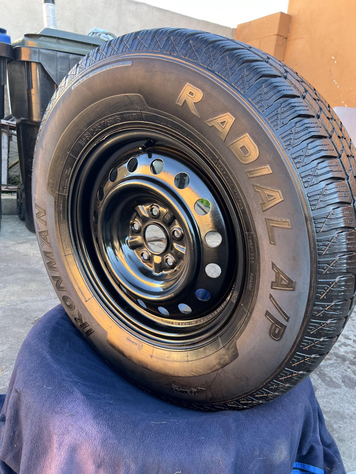 1 GOOD USED OEM TOYOTA SPARE TIRE 16X6 1/2  5X4.5 & 245/75R16 IRON MAN TIRE $35 Pickup Only 