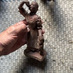 2 Hand carved Figures Wood 