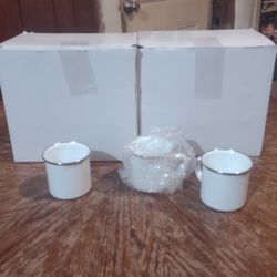 12oz. White Enamel Metal Mugs
