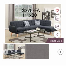 $375 sectional couch 111x80