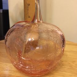 Vintage Hand Blown Glass Pink Apple