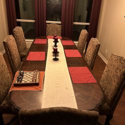 Formal Table With Leaf And 8 Chairs 