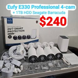 Eufy Security eufyCam E330 4K Professional Outdoor 24/7 Recording Security Camera System with 1TB HDD