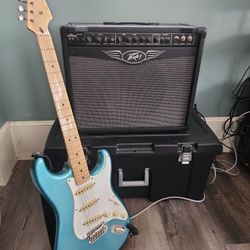 Squier Electric Guitar And Peavey Tube Amp