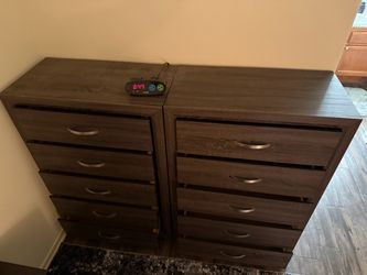2 Grey Dressers with 5 Drawers Each