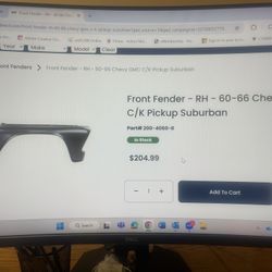 Chevy 1(contact info removed) New Right & Left Fender And Radiator Guard 