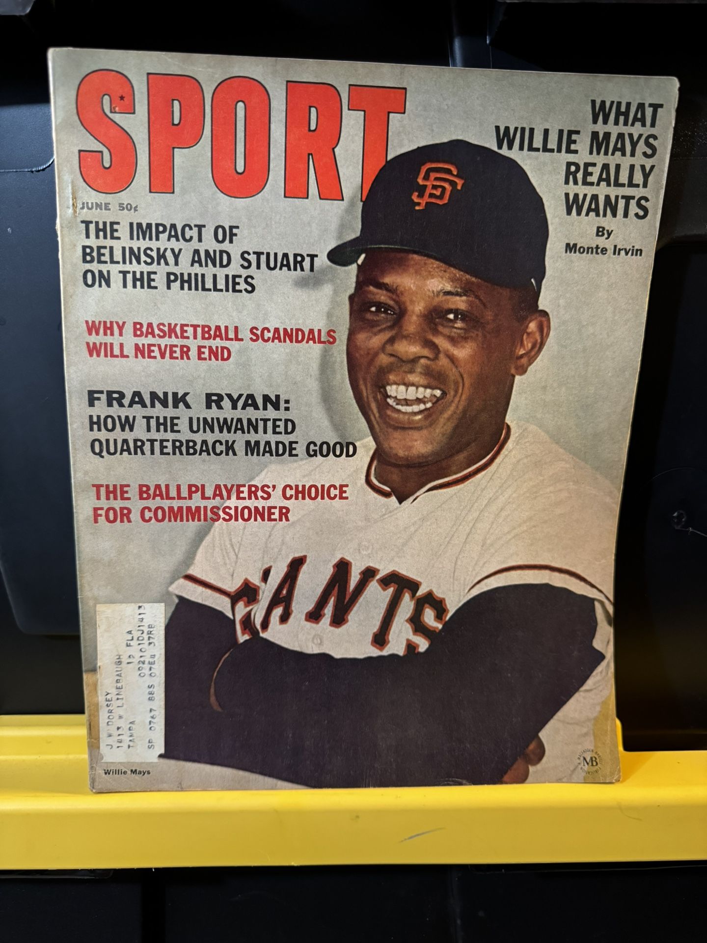 June 1965 Sport Magazine Willie Mays Cover Newsstand Rare !