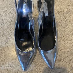 Shiny Silver Heels. Only Worn Once. 