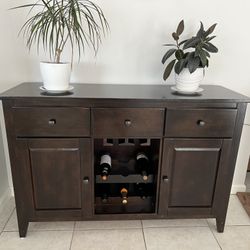 Wooden Buffet With Wine Rack And Storage 