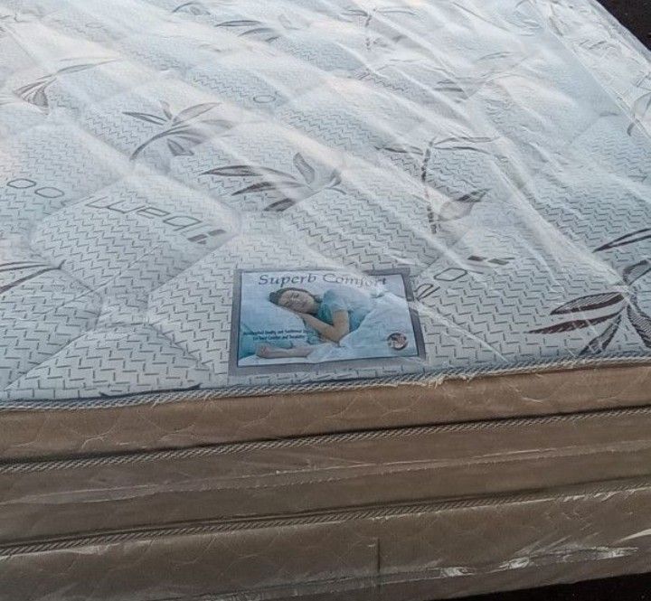 Brand New Queen Size Pilllowtop Mattress Included Box Spring. 