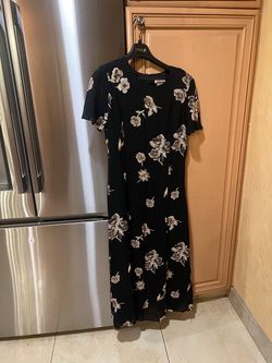 Women’s Vintage Casual Corner/90's Black Floral Maxi Dress/Size 12