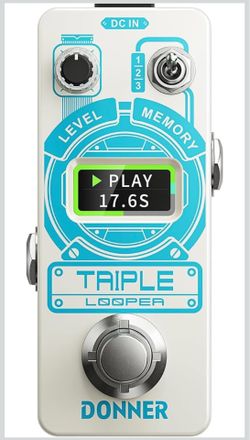 Donner Triple Looper Guitar Pedal, 3 Loops 90 mins Looping Time Loop Pedal with Screen Unlimited Overdubs Undo/Redo for Electric Guitar Bass, True Byp