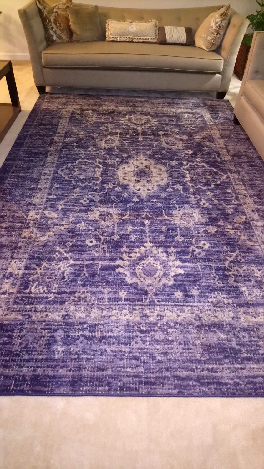 Vintage distressed blue area rug