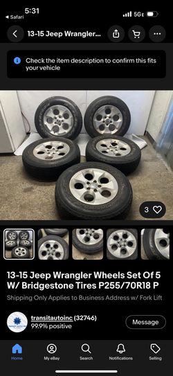 Oem Pre Owned Full Rim And Tire Set Jeep Wrangler 2015