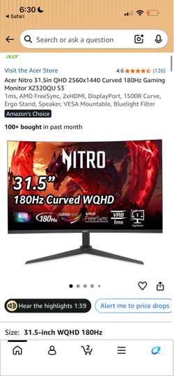 Acer Nitro Monitor 32inch