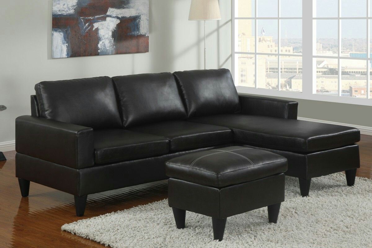 Black sectional new with free ottoman and free shipping