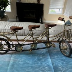 Decorative Brass Triple Tandem Bicycle Model