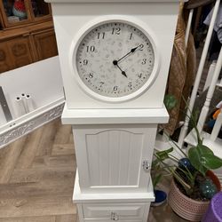 White storage clock with drawers