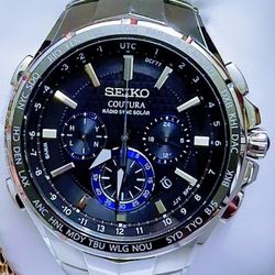 SEIKO Coutura Watch for Men - Coutura Collection - Radio Sync Solar Chronograph (Watch only) 