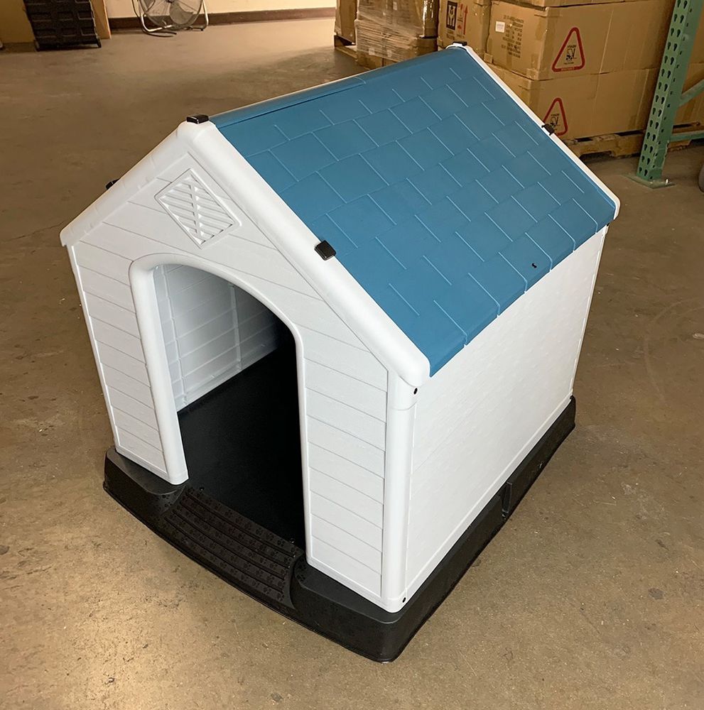 (NEW) $75 Plastic Dog House Medium Pet Indoor Outdoor All Weather Shelter Cage Kennel 35x31x32”