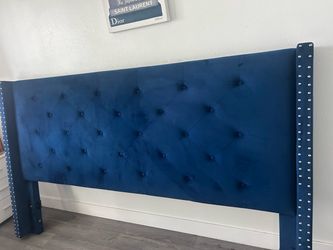 Gorgeous Royal Blue Velvet King Wingback Headboard