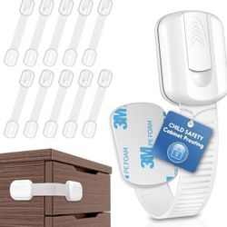 10 Pack Cabinet Locks Baby Proofing, SOGUDE Child Proof Cabinet Locks with 3M Adhesive Child Safety Locks for Refrigerator, Doors, Drawer Locks No Dri
