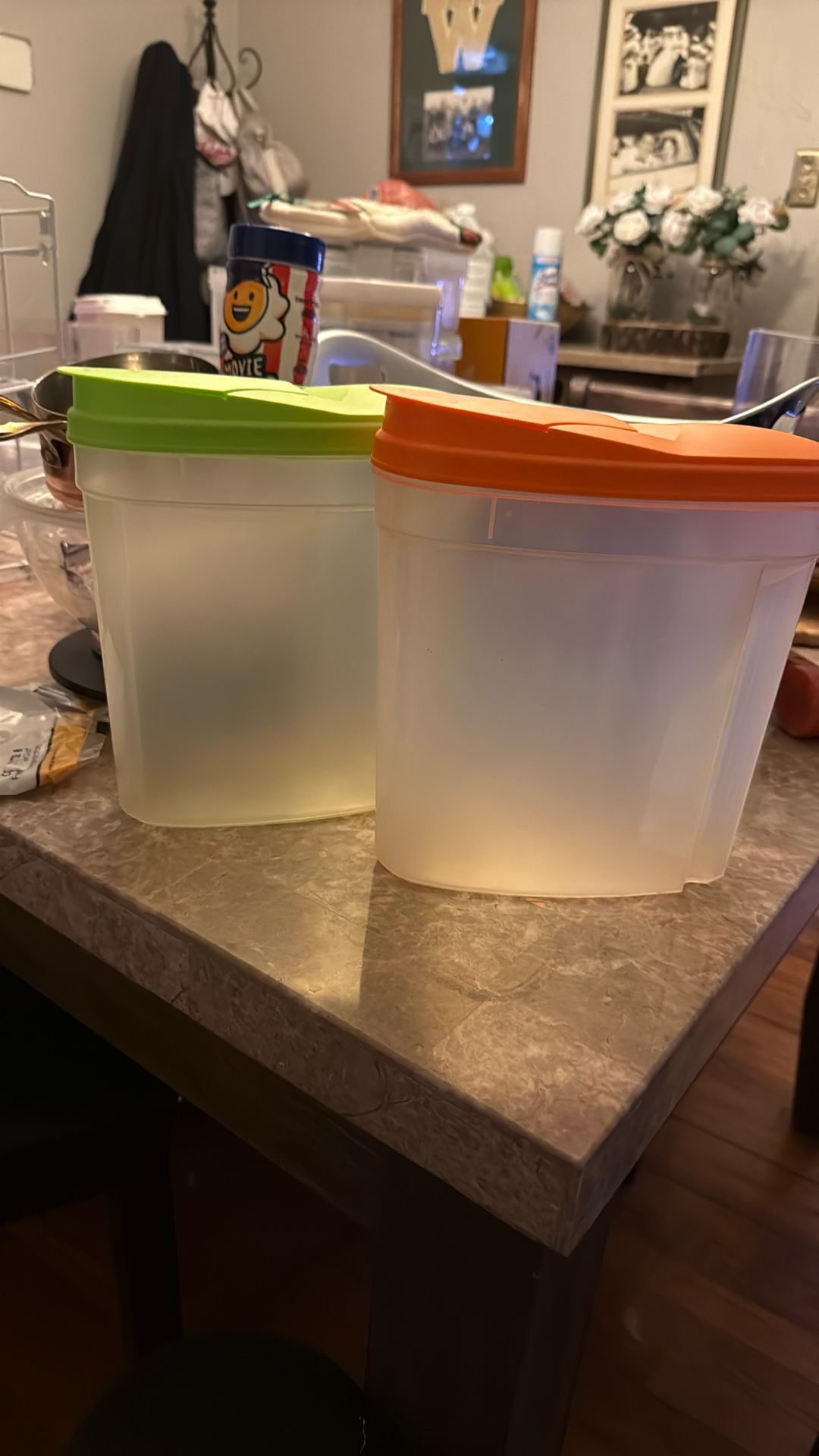 Set Up Two Plastic Containers With Flip Top Lid