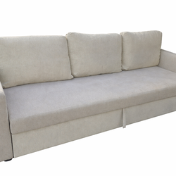 Modern Beige 3-Seater Sleeper Sofa with Storage – IKEA Style Convertible Couch Bed