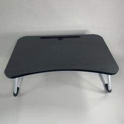 Computer Laptop Bed Table, Breakfast Tray with Foldable Legs, Portable Lap Standing Desk, Notebook Stand Reading Holder for Couch Sofa Floor White