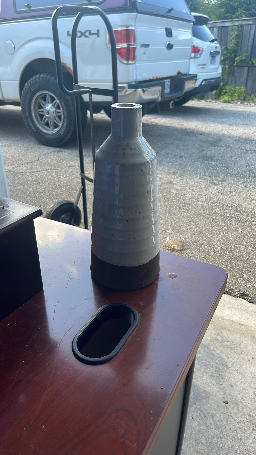 Handmade Vase White And Gray