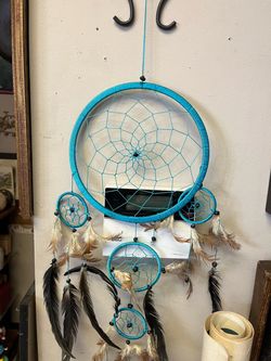 Turquoise Dream Catcher with Feathers