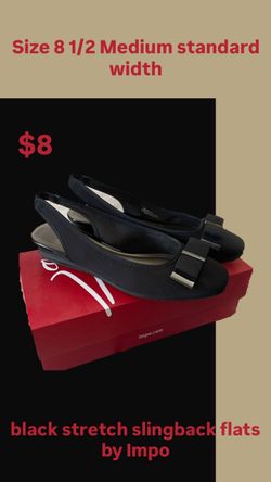 Impo Black Stretch Slingback Flats Size 8.5