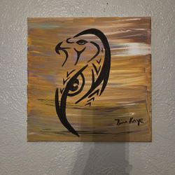 Hawk Abstract Painting On Small Canvas 