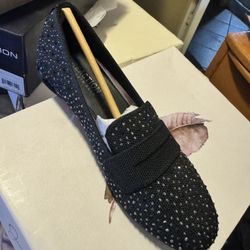 Kenneth Cole Reaction Black Flats Little Black Rhinestones