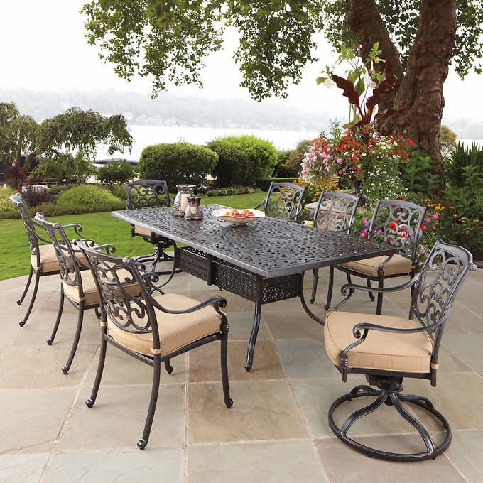 patio table and chair dining set 9 pieces , veranda classics